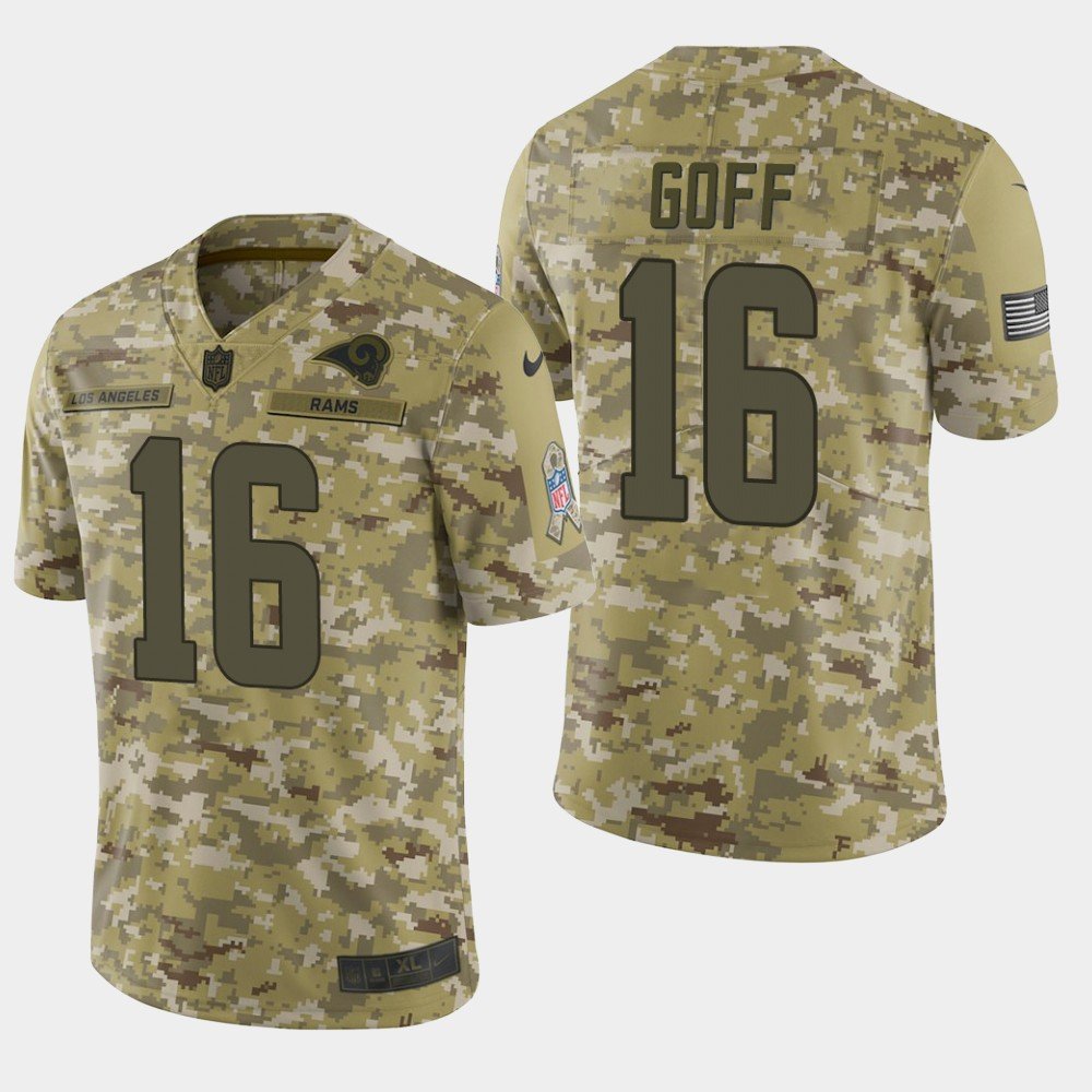 Men's Los Angeles Rams 16 Jared Goff 2018 Salute To Service Camo Jersey