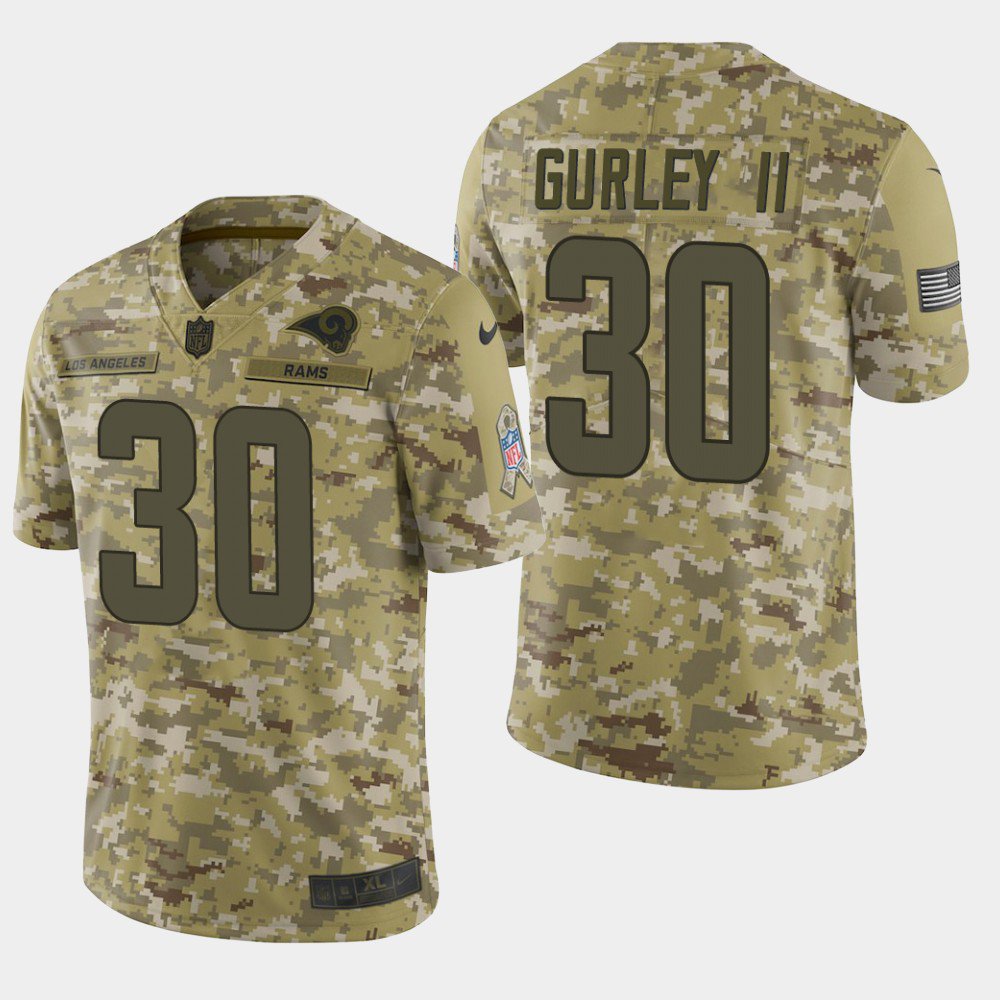 Men's Los Angeles Rams #30 Todd Gurley 2018 Salute To Service Camo Jersey
