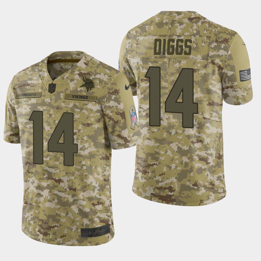 Men's Minnesota Vikings #14 Stefon Diggs 2018 Salute To Service Camo Jersey