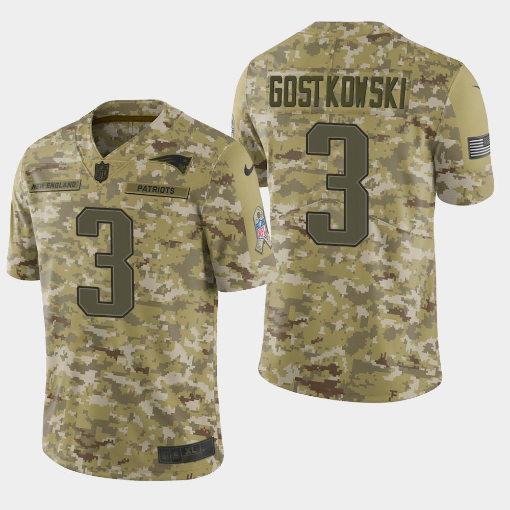 Men's New England Patriots #3 Stephen Gostkowski 2018 Salute To Service Camo Jersey