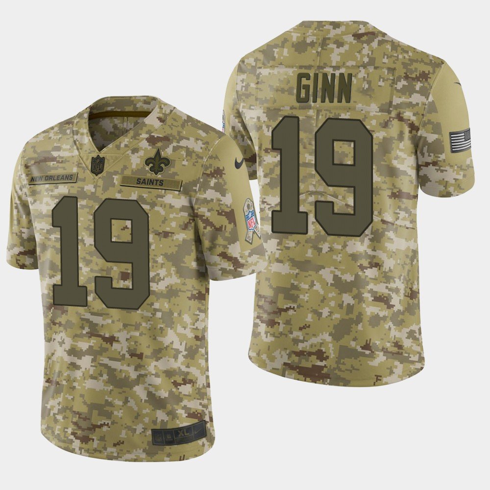 Men's New Orleans Saints #19 Ted Ginn 2018 Salute To Service Camo Jersey