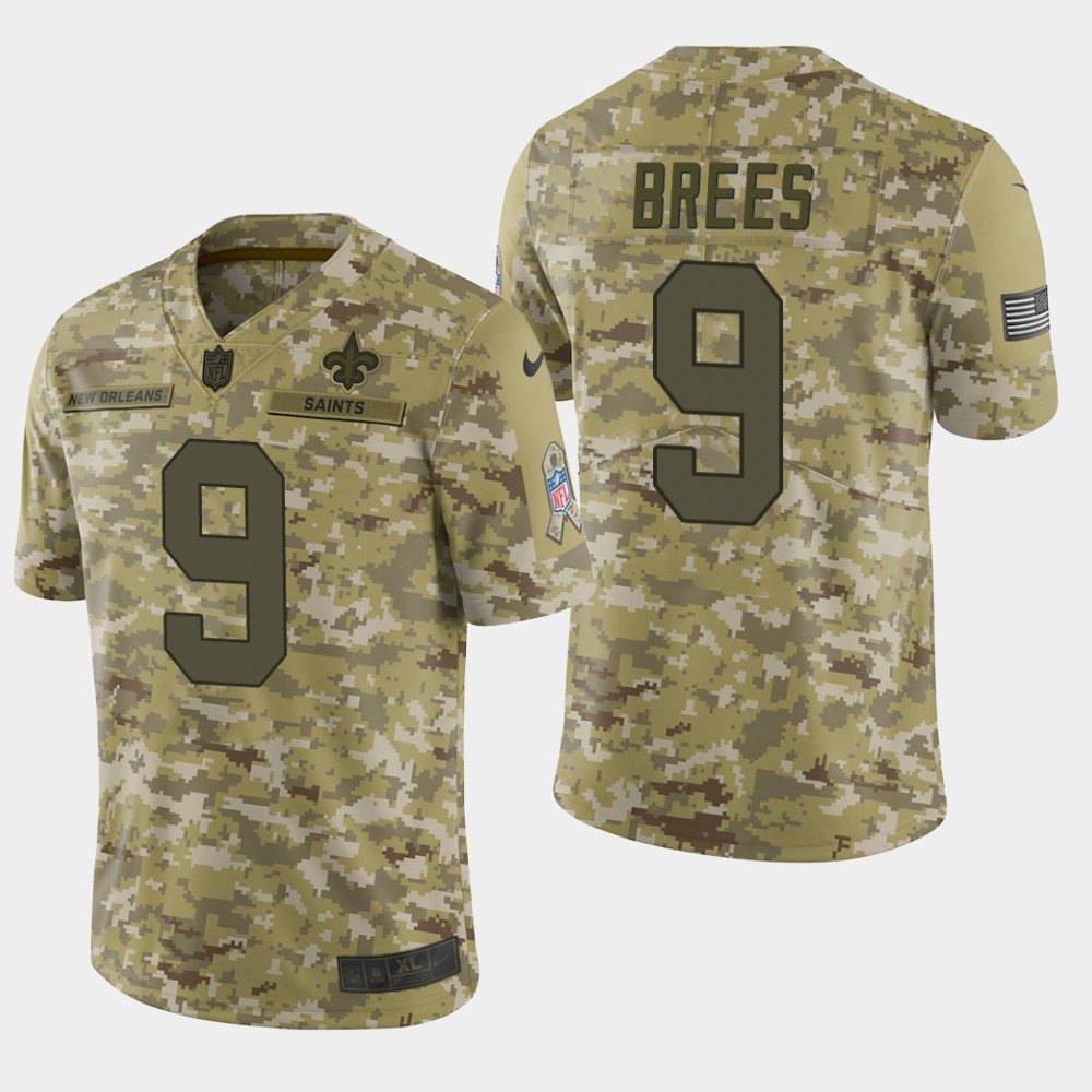 Men's New Orleans Saints #9 Drew Brees 2018 Salute To Service Camo Jersey