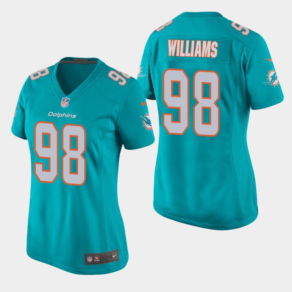 Women's Dolphins Sylvester Williams Aqua Game Stitched Jersey
