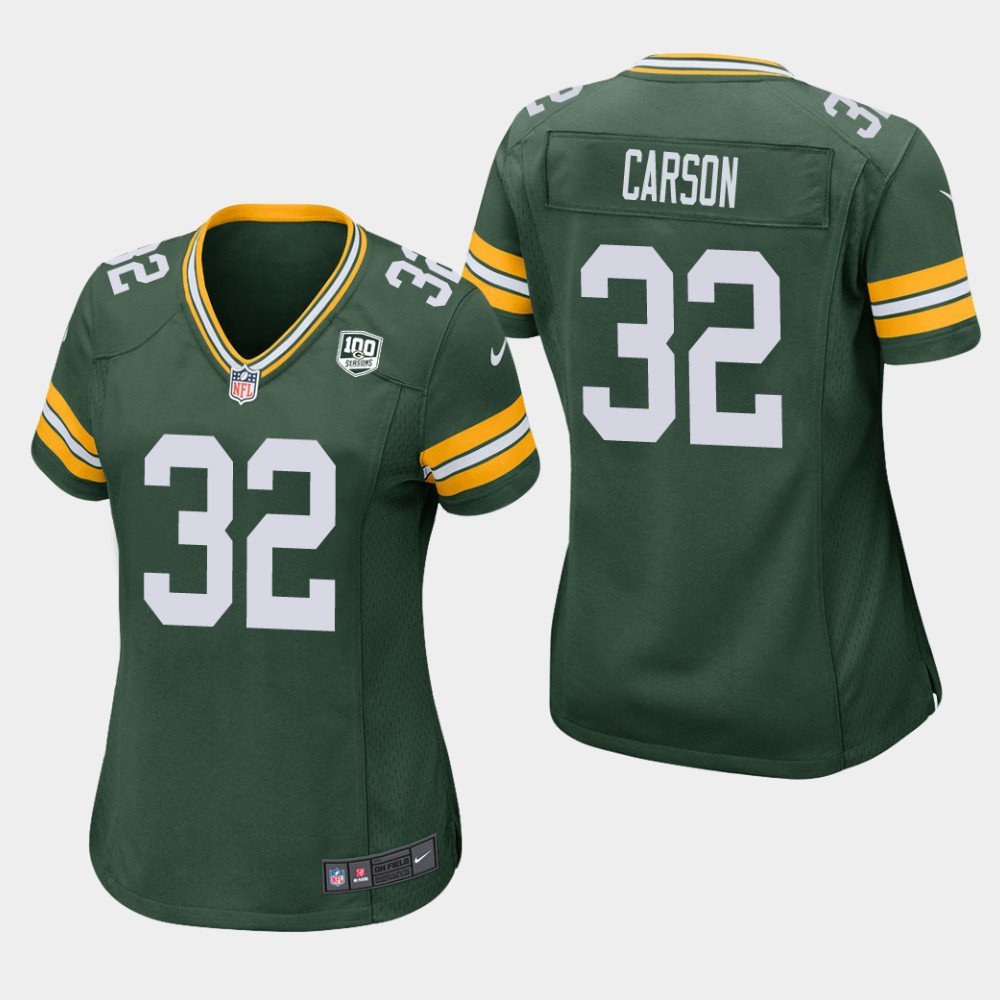 Women's Packers Tra Carson Green Game Stitched Jersey