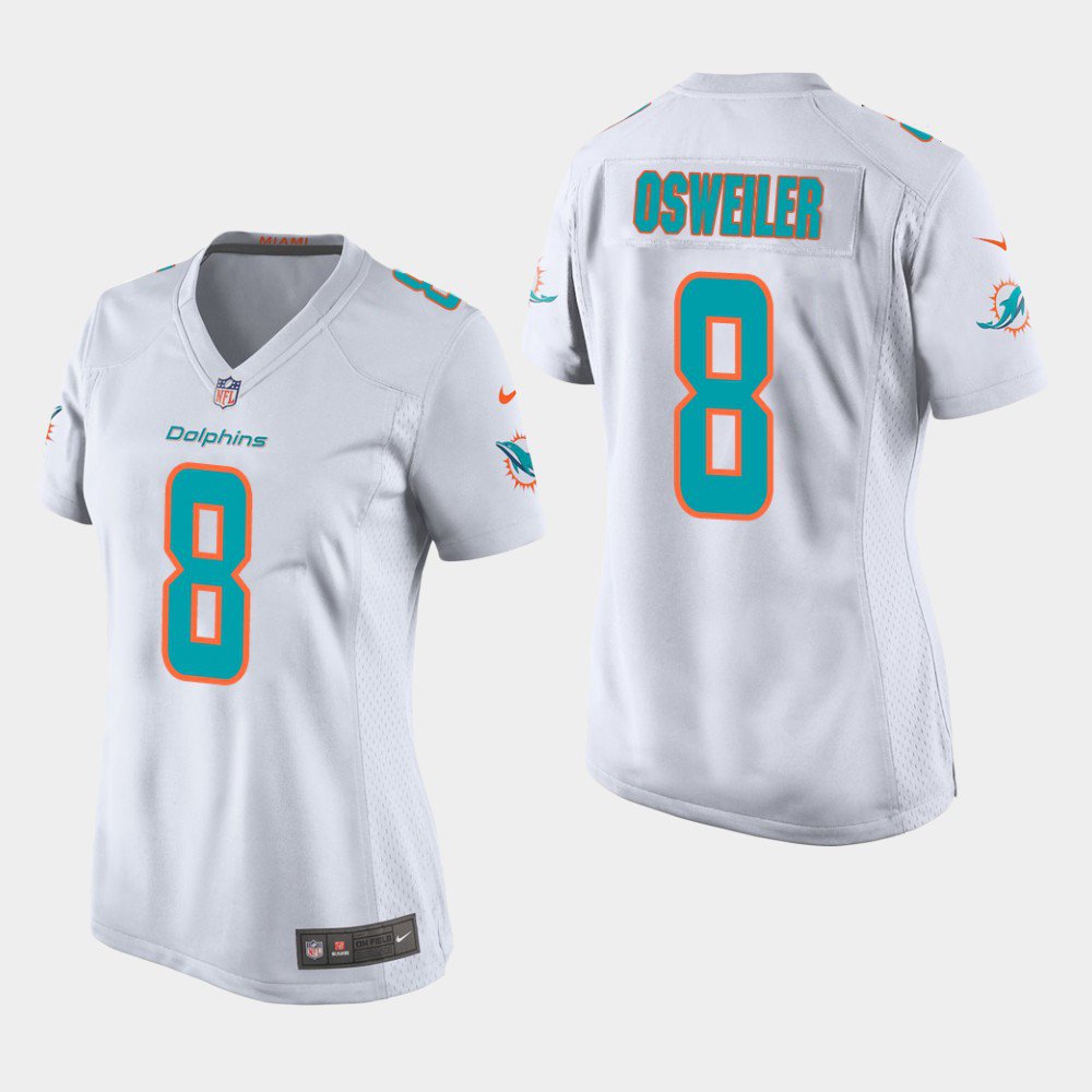 Women's Dolphins Brock Osweiler White Game Stitched Jersey