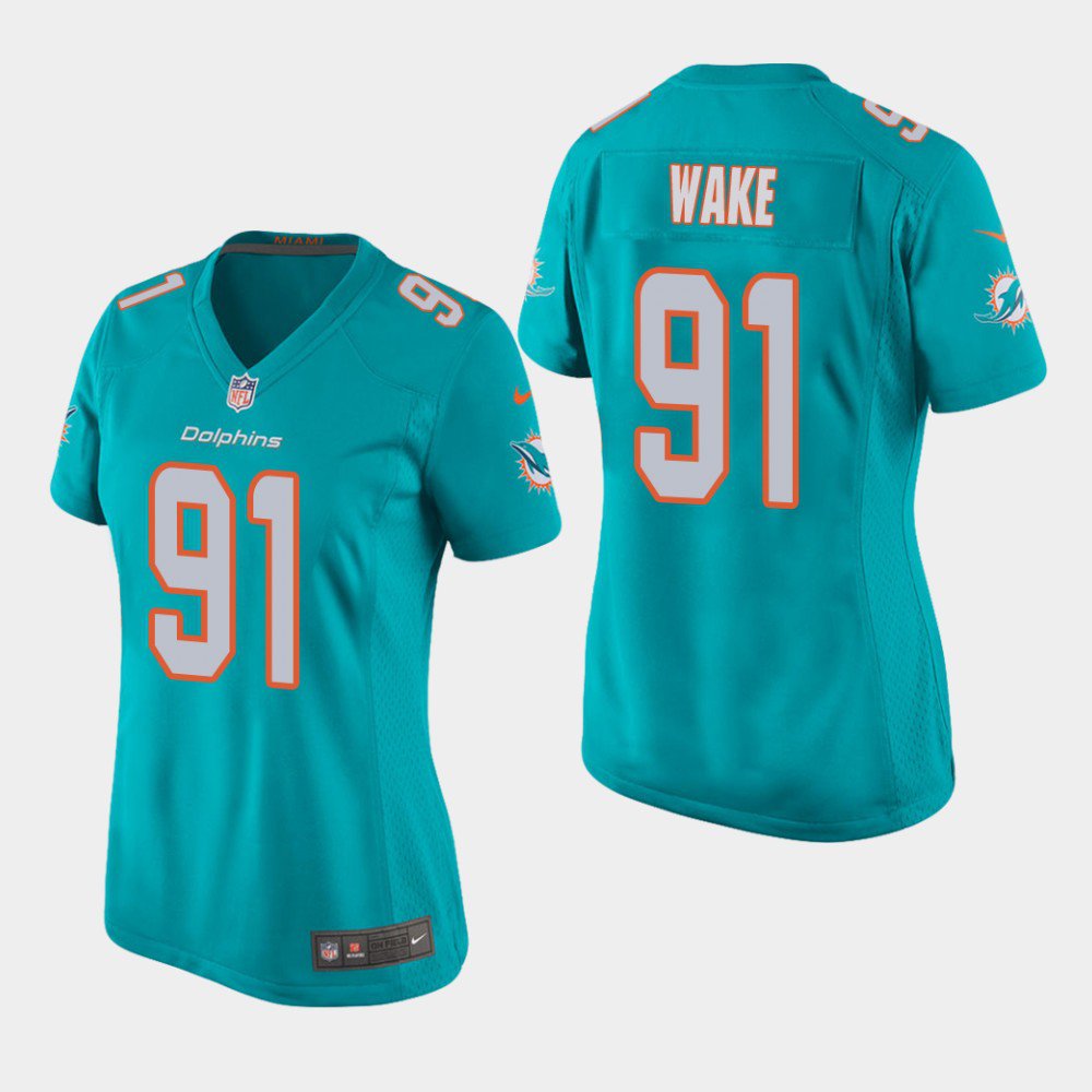 Women's Dolphins Cameron Wake Aqua Game Stitched Jersey