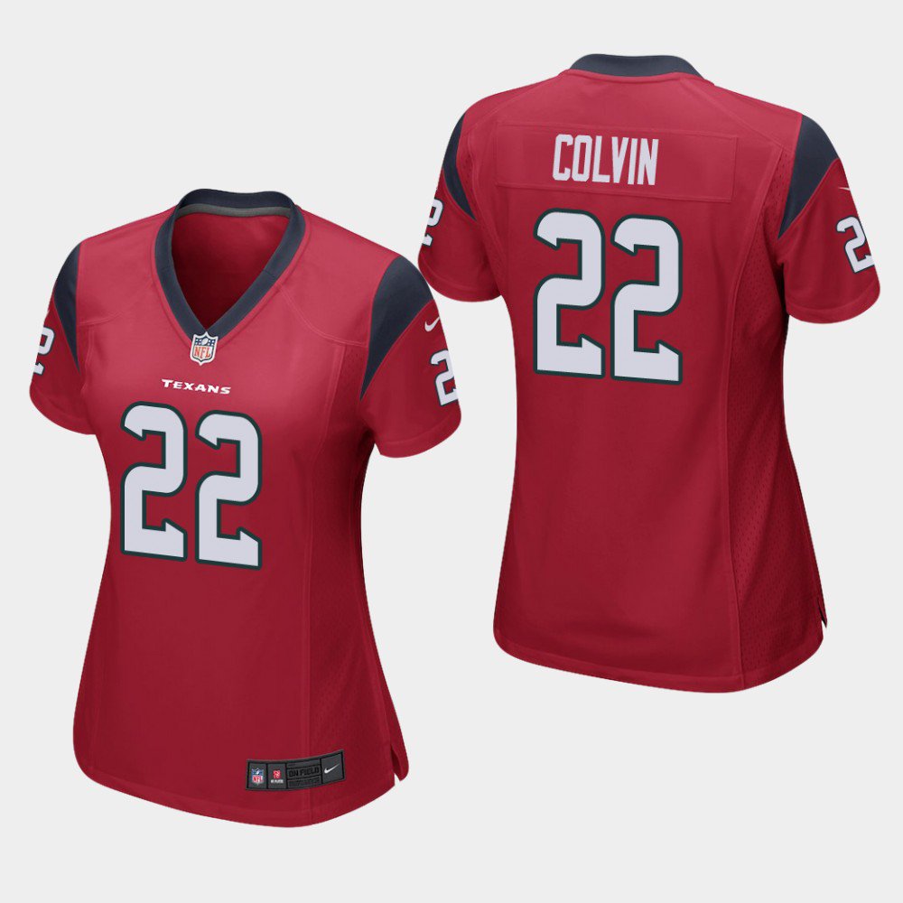 Women's Texans Aaron Colvin Red Game Stitched Jersey