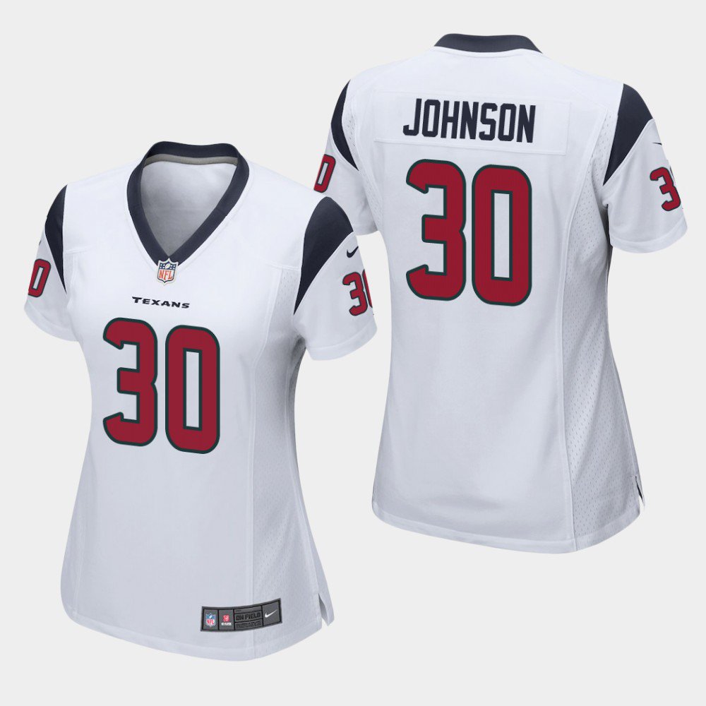 Women's Texans Kevin Johnson White Game Stitched Jersey