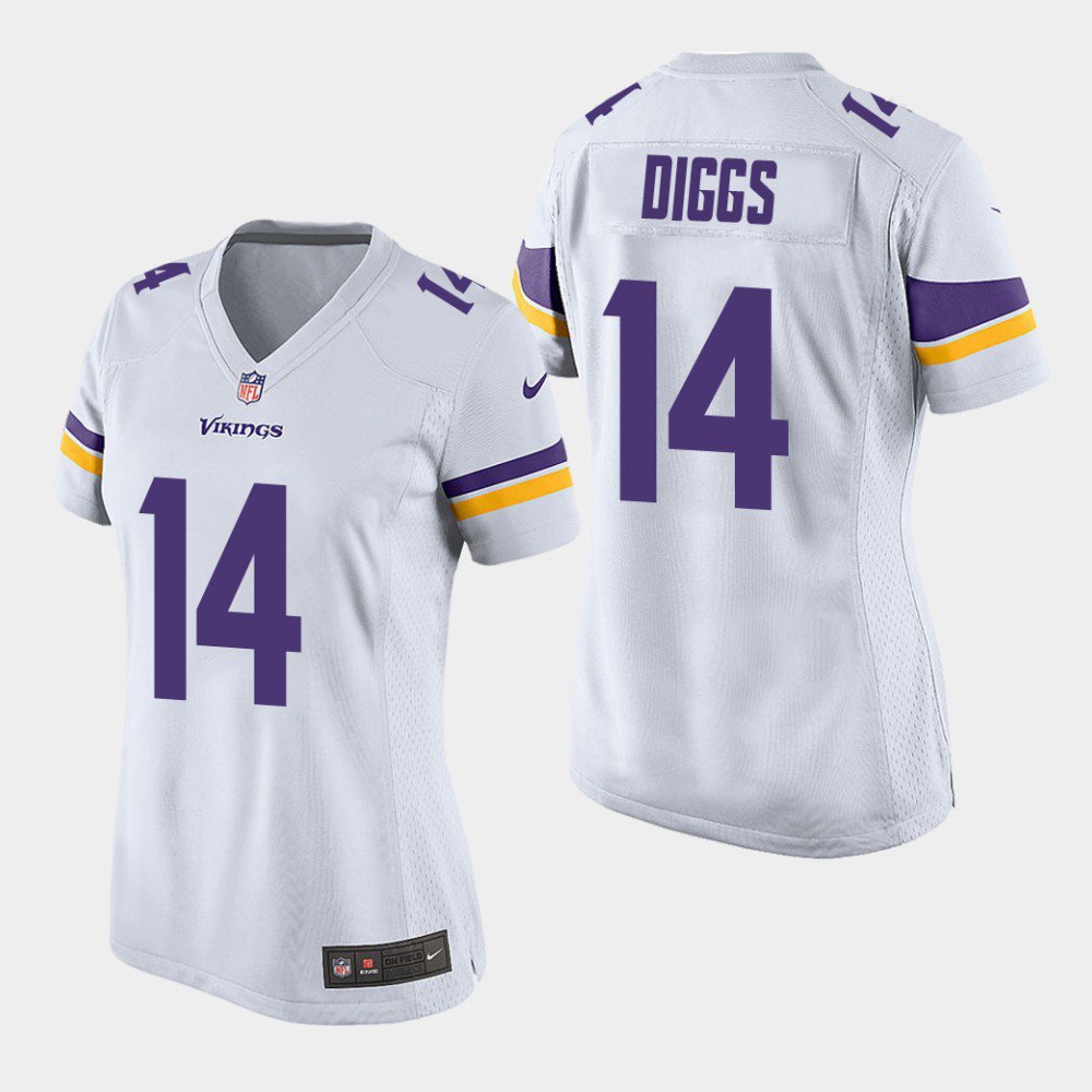 Women's Vikings Stefon Diggs White Game Stitched Jersey
