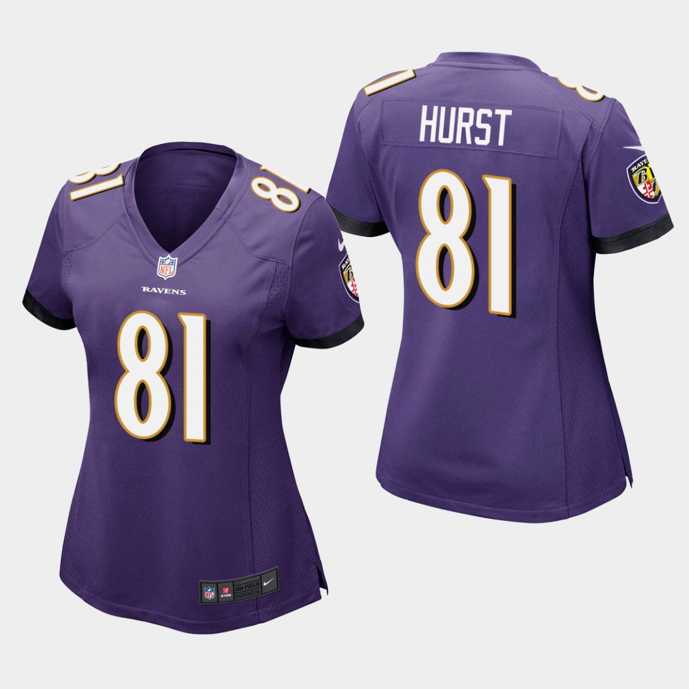 Women's Ravens Hayden Hurst Purple Game Stitched Jersey