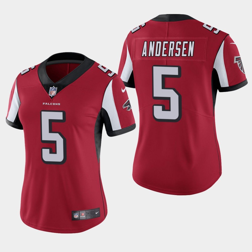 Women's Atlanta Falcons #5 Morten Andersen Red Stitched Jersey