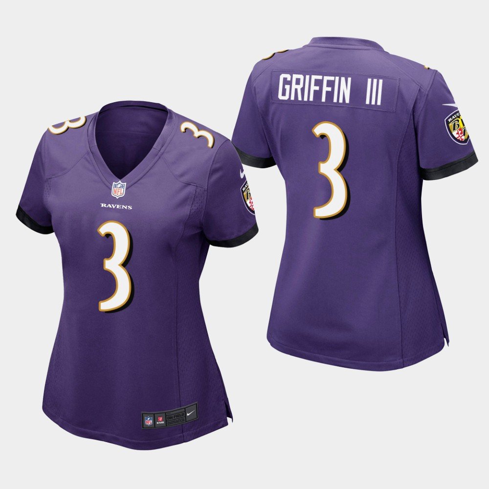Women's Baltimore Ravens #3 Robert Griffin III Purple Stitched Jersey