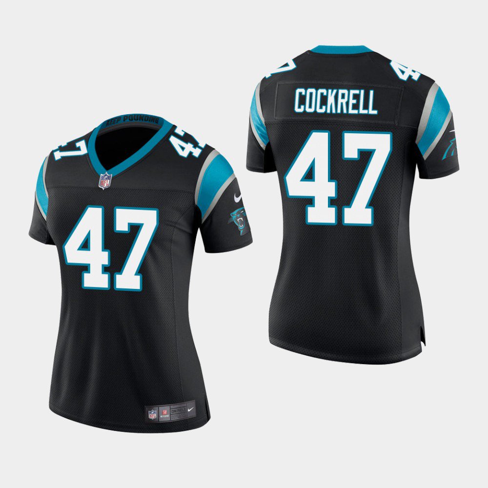 Women's Carolina Panthers #47 Ross Cockrell Black Stitched Jersey