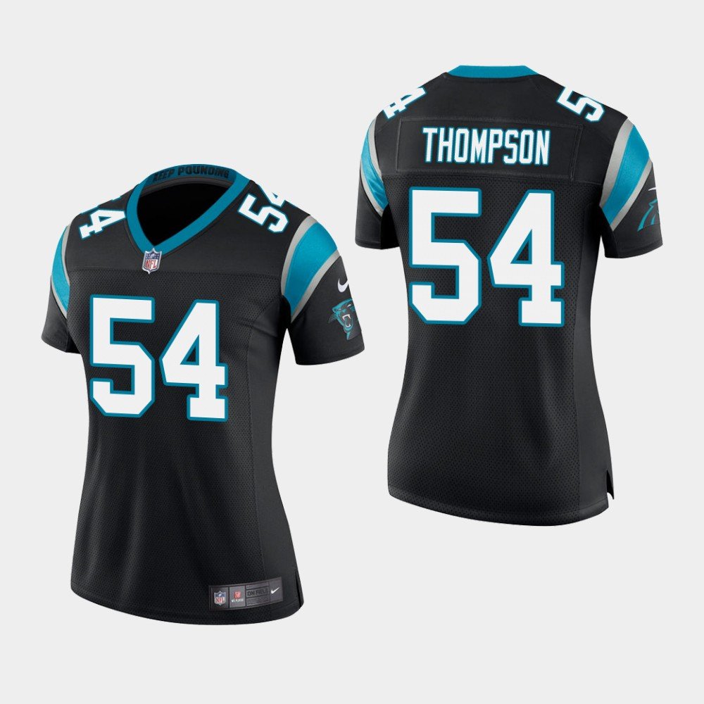Women's Carolina Panthers #54 Shaq Thompson Black Stitched Jersey