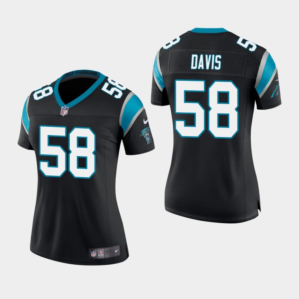 Women's Carolina Panthers #58 Thomas Davis Black Stitched Jersey