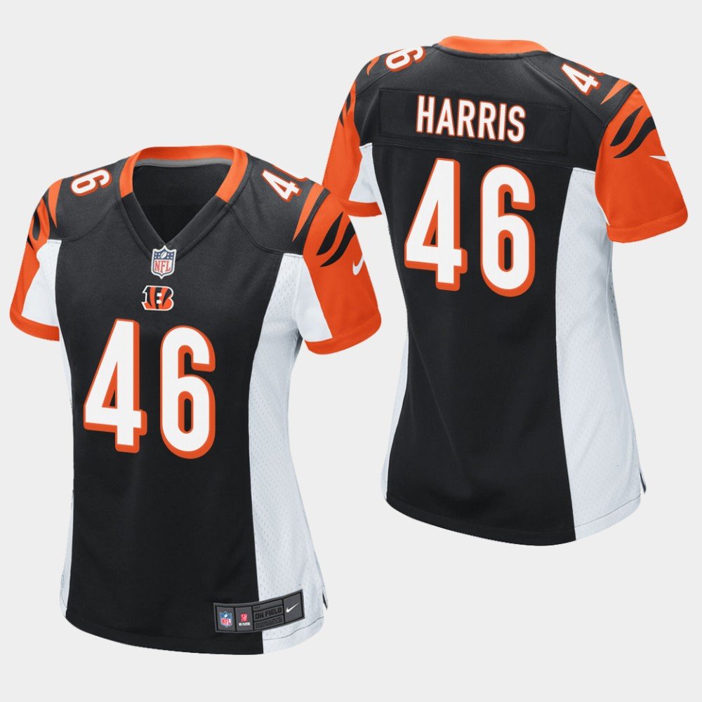 Women's Cincinnati Bengals #46 Clark Harris Black Stitched Jersey
