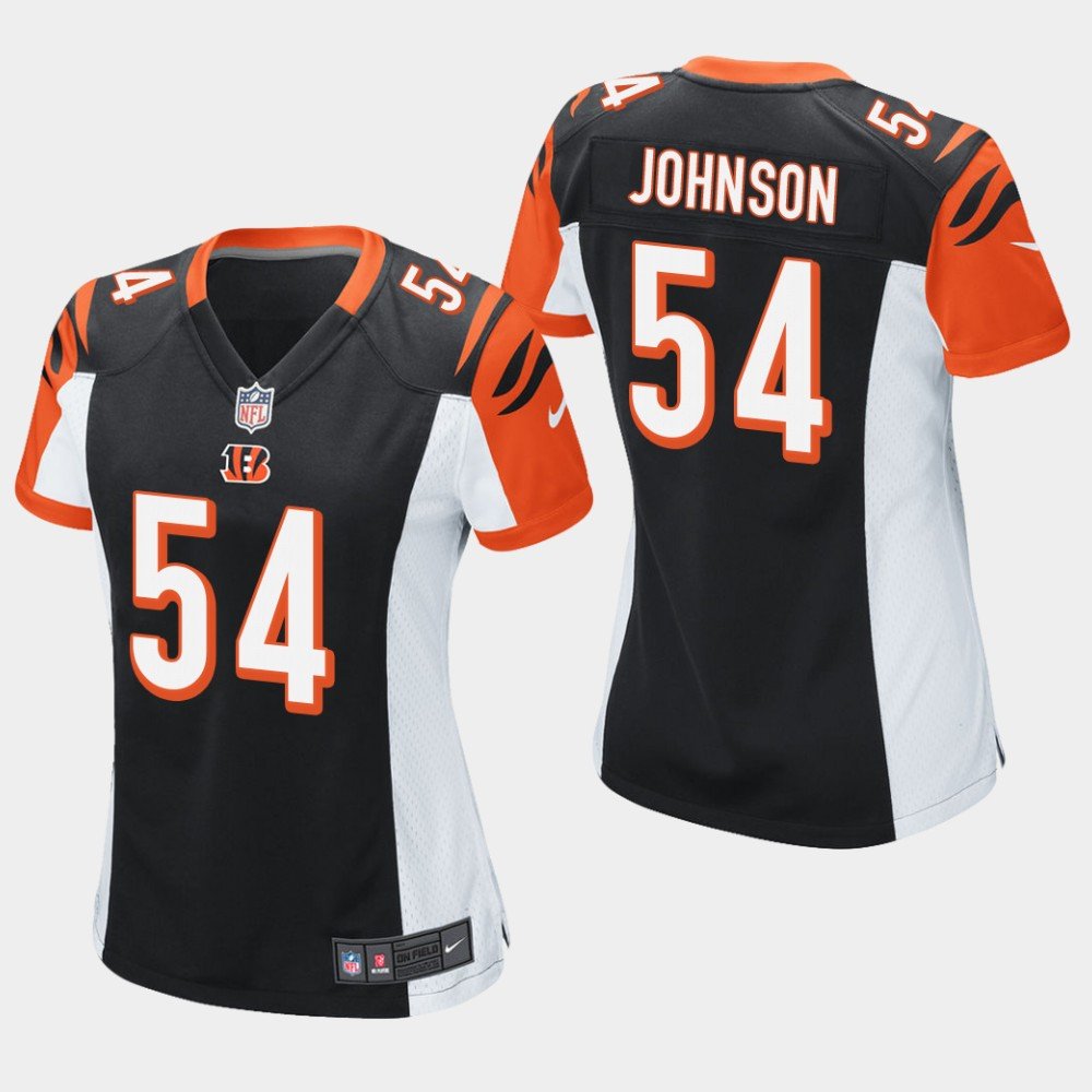 Women's Cincinnati Bengals #54 Bob Johnson Black Stitched Jersey