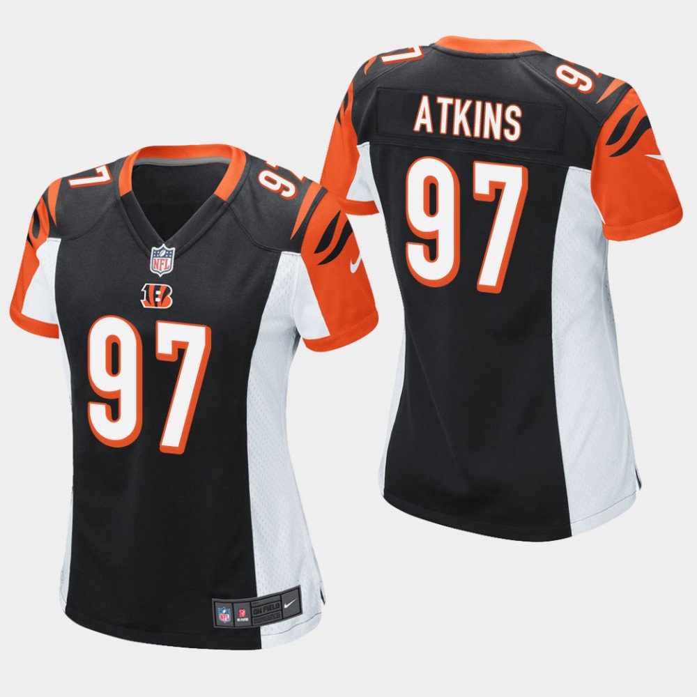 Women's Cincinnati Bengals #97 Geno Atkins Black Stitched Jersey