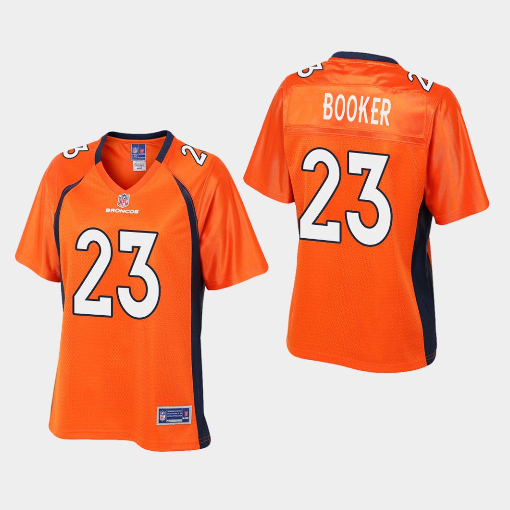 Women's Denver Broncos #23 Devontae Booker Orange Stitched Jersey