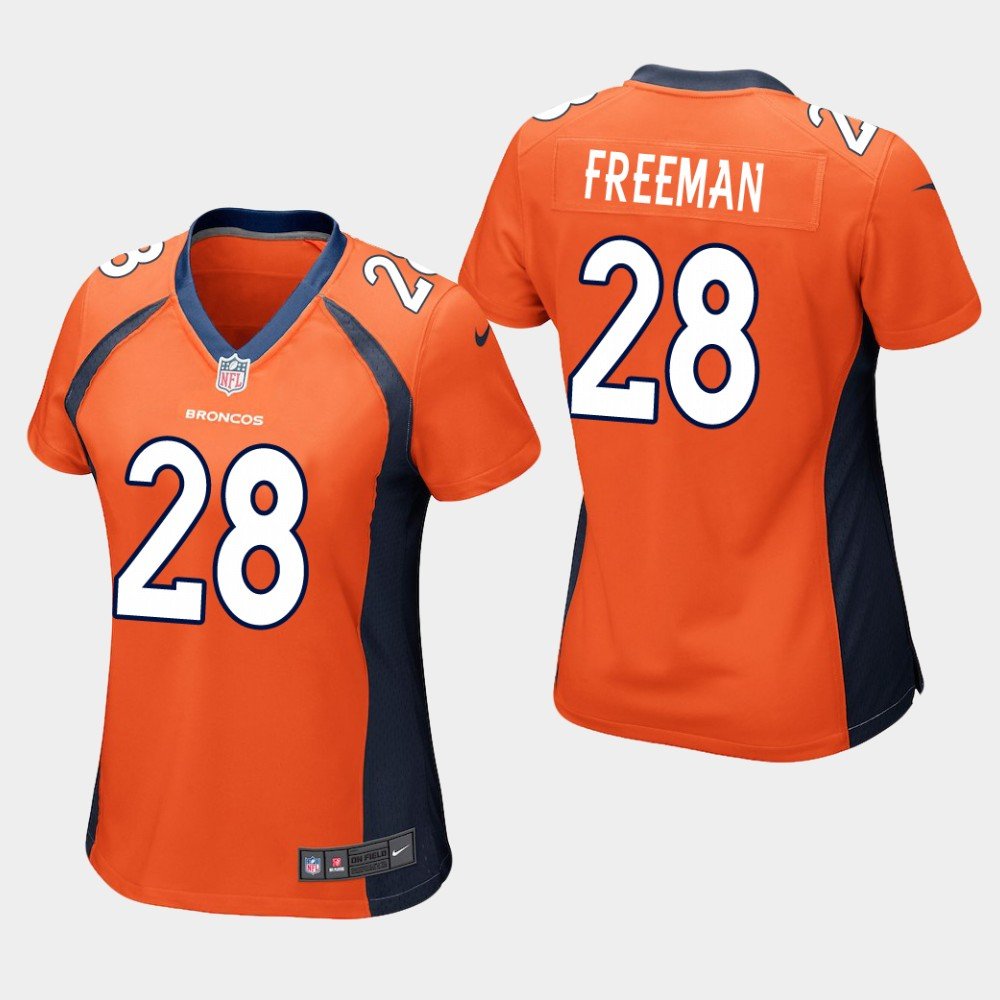 Women's Denver Broncos #28 Royce Freeman Orange Stitched Jersey