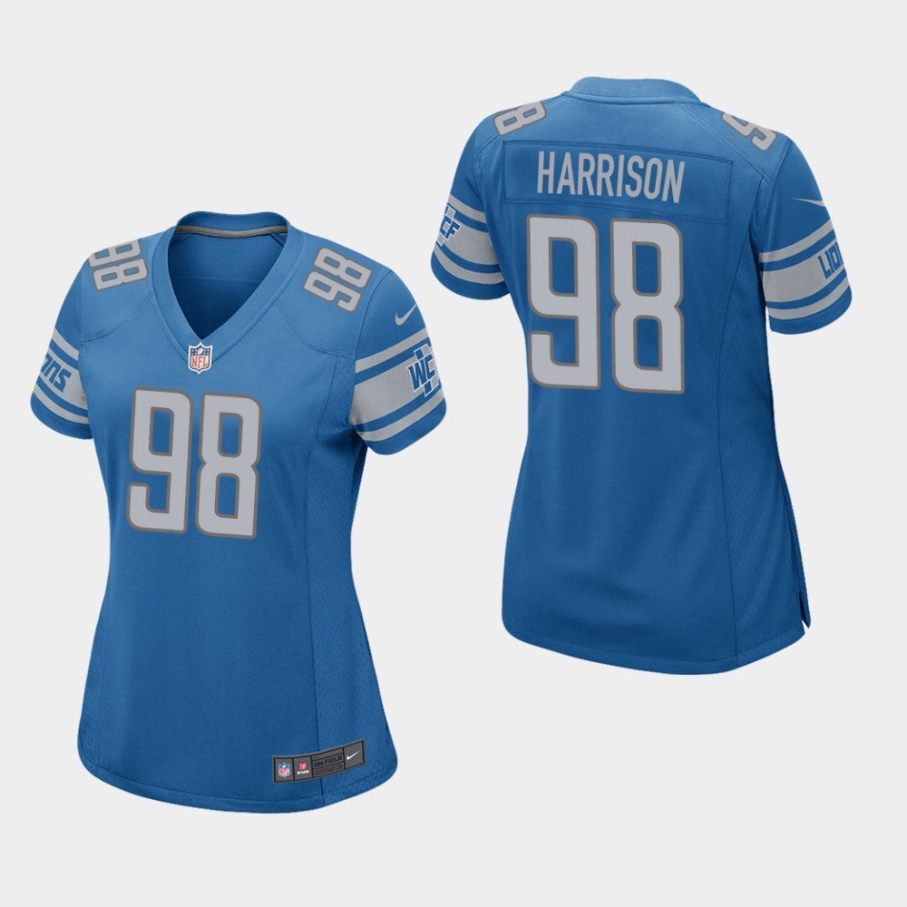 Women's Detroit Lions #98 Damon Harrison Blue Stitched Jersey