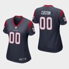 Women's Houston Texans #00 Custom Name and Number Navy Stitched Jersey
