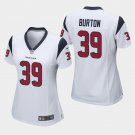 Women's Houston Texans #39 Deante Burton White Stitched Jersey