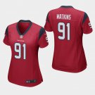 Women's Houston Texans #91 Carlos Watkins Red Stitched Jersey