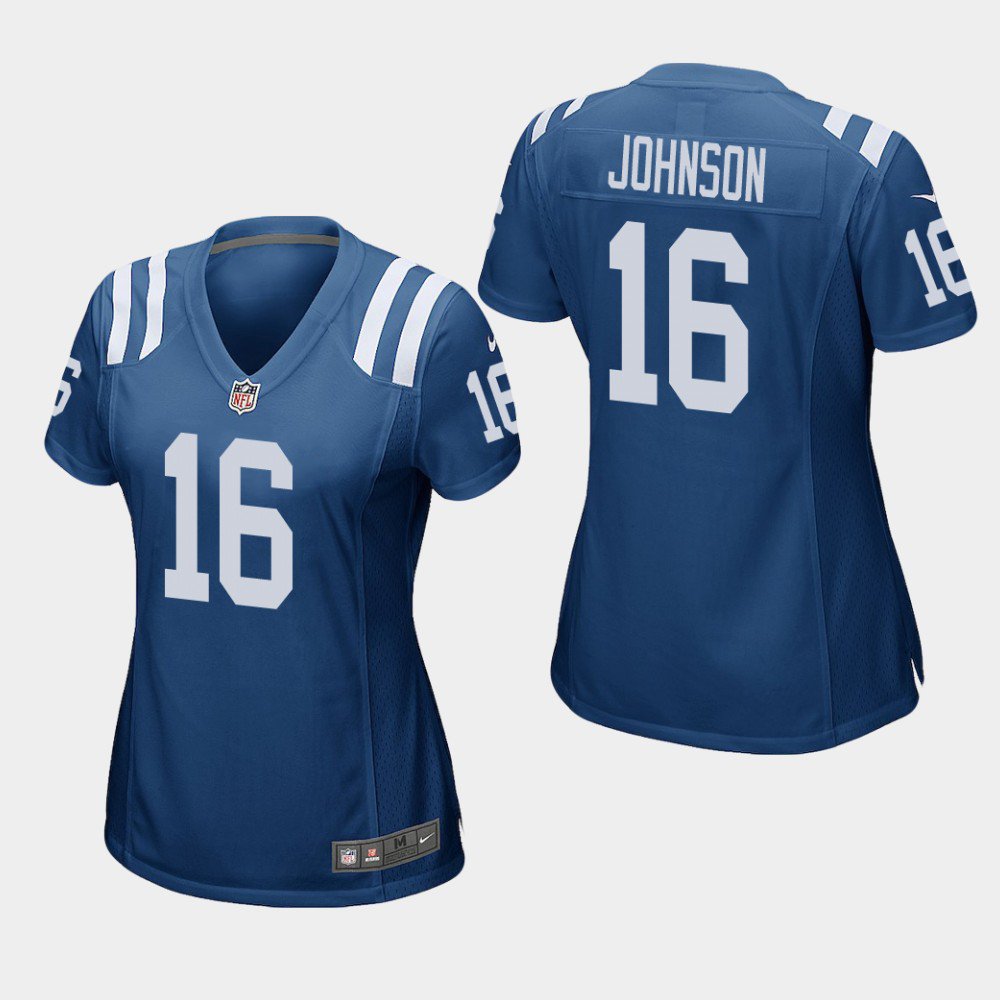 Women's Indianapolis Colts #16 Marcus Johnson Royal Stitched Jersey
