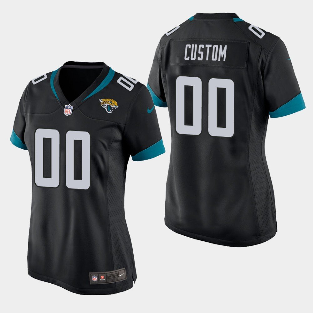 Women's Jacksonville Jaguars 00 Custom Black Stitched Jersey