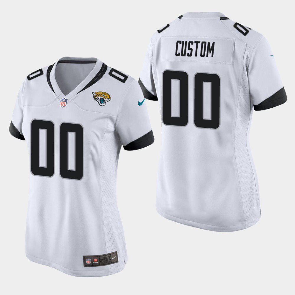Women's Jacksonville Jaguars #00 Custom Name and Number White Stitched Jersey