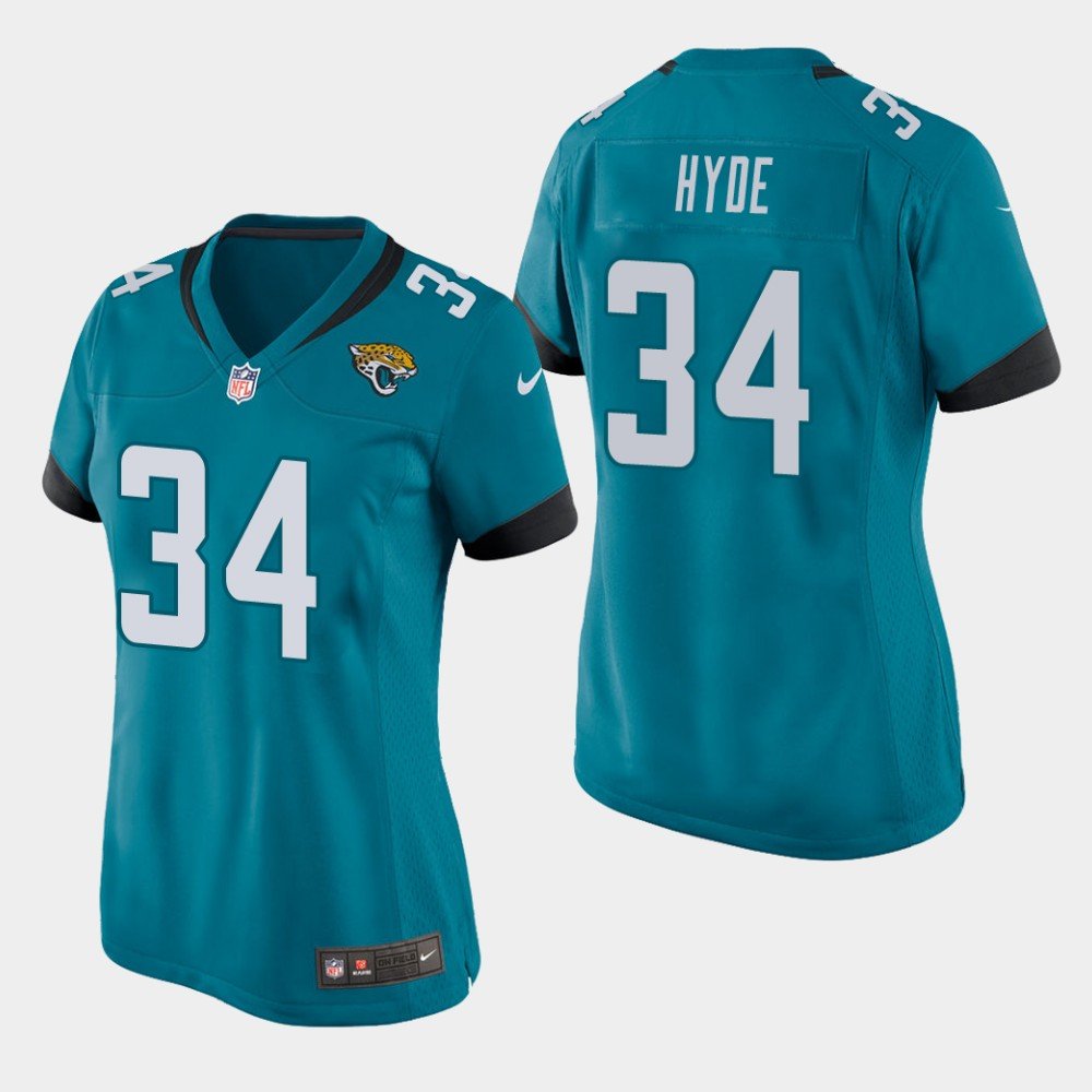 Women's Jacksonville Jaguars #34 Carlos Hyde Teal Stitched Jersey