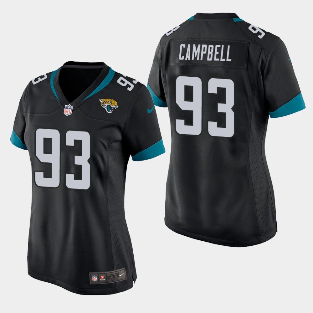 Women's Jacksonville Jaguars #93 Calais Campbell Black Stitched Jersey