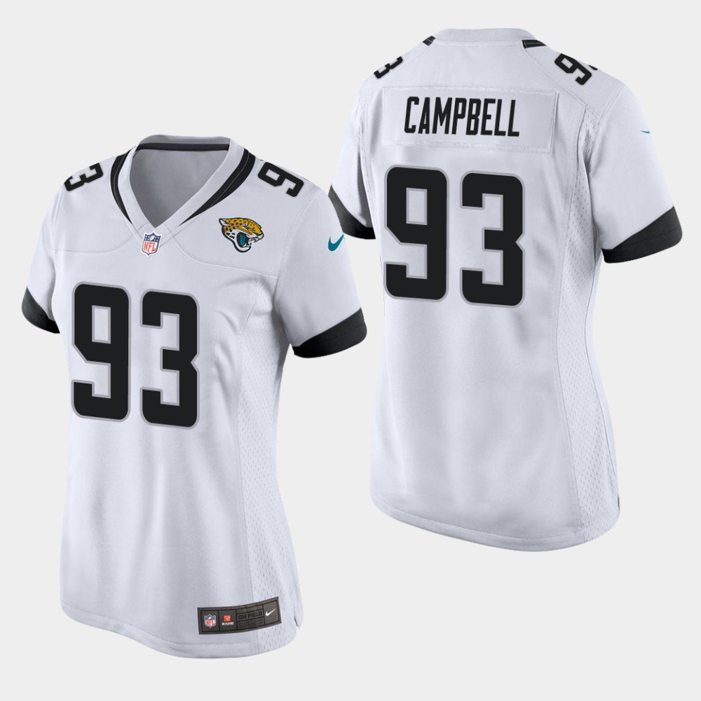 Women's Jacksonville Jaguars #93 Calais Campbell White Stitched Jersey