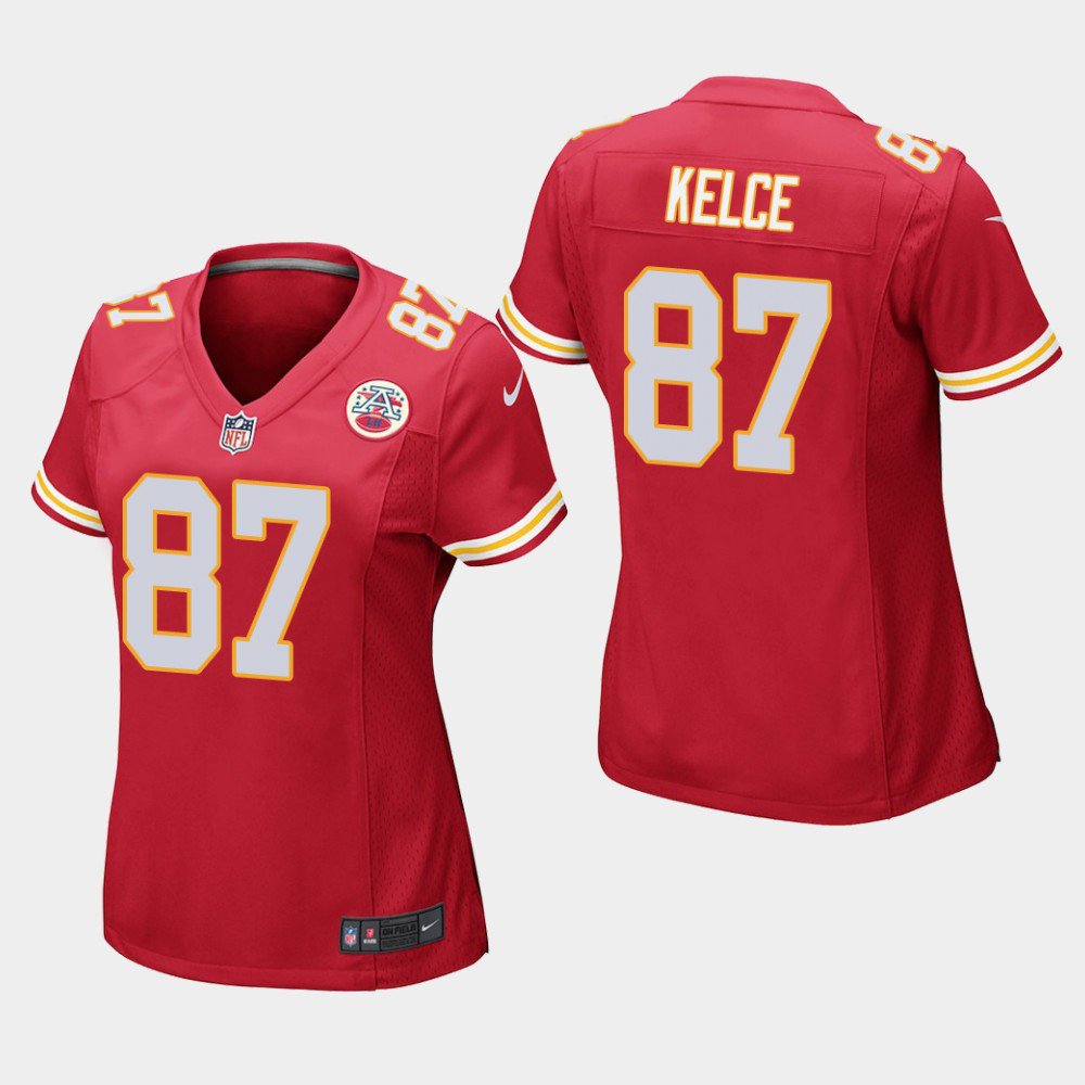 Women's Kansas City Chiefs #87 Travis Kelce Red Stitched Jersey