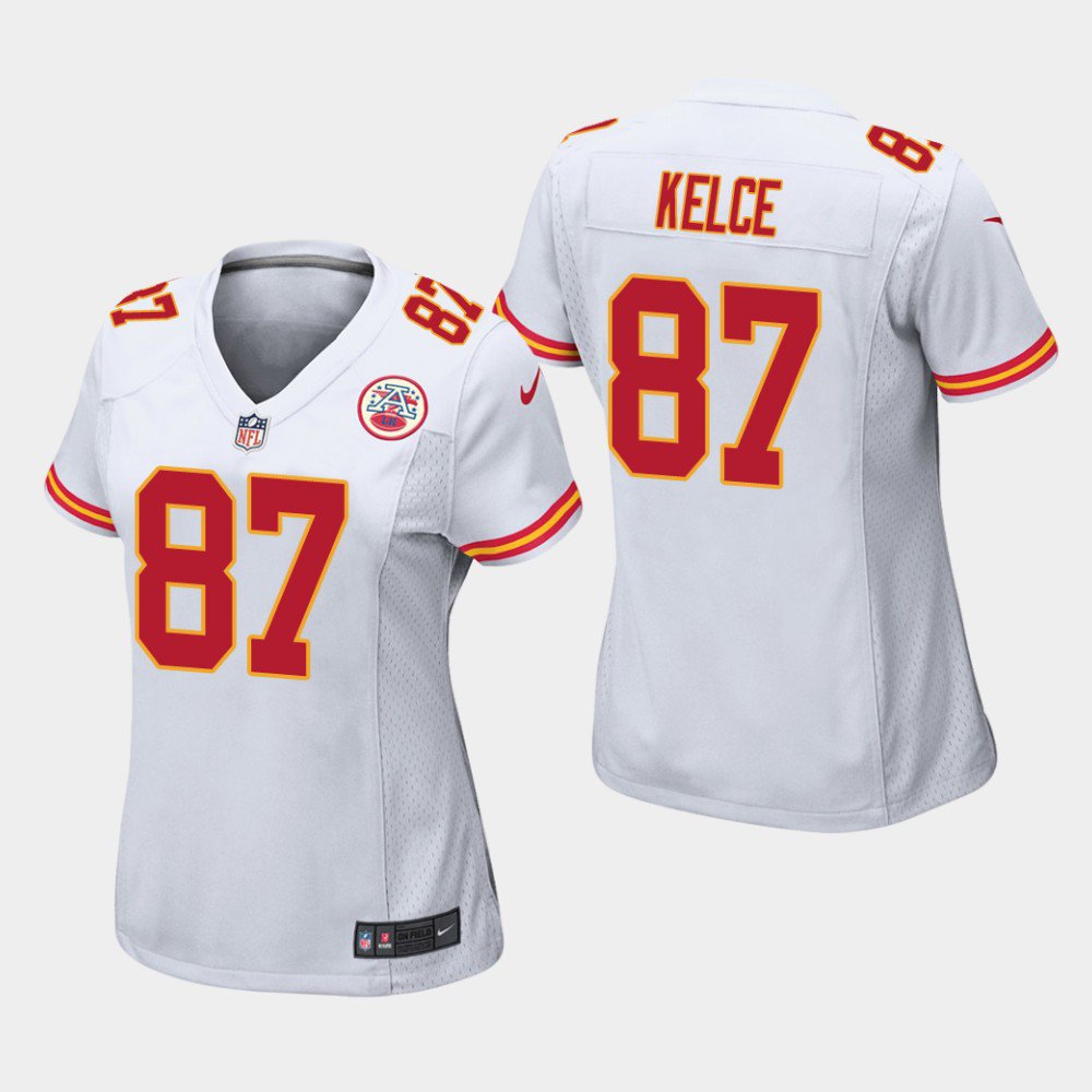 Women's Kansas City Chiefs #87 Travis Kelce White Stitched Jersey