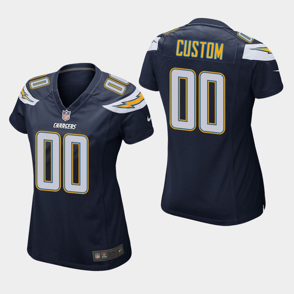 Women's Los Angeles Chargers #00 Custom Name and Number Navy Stitched Jersey