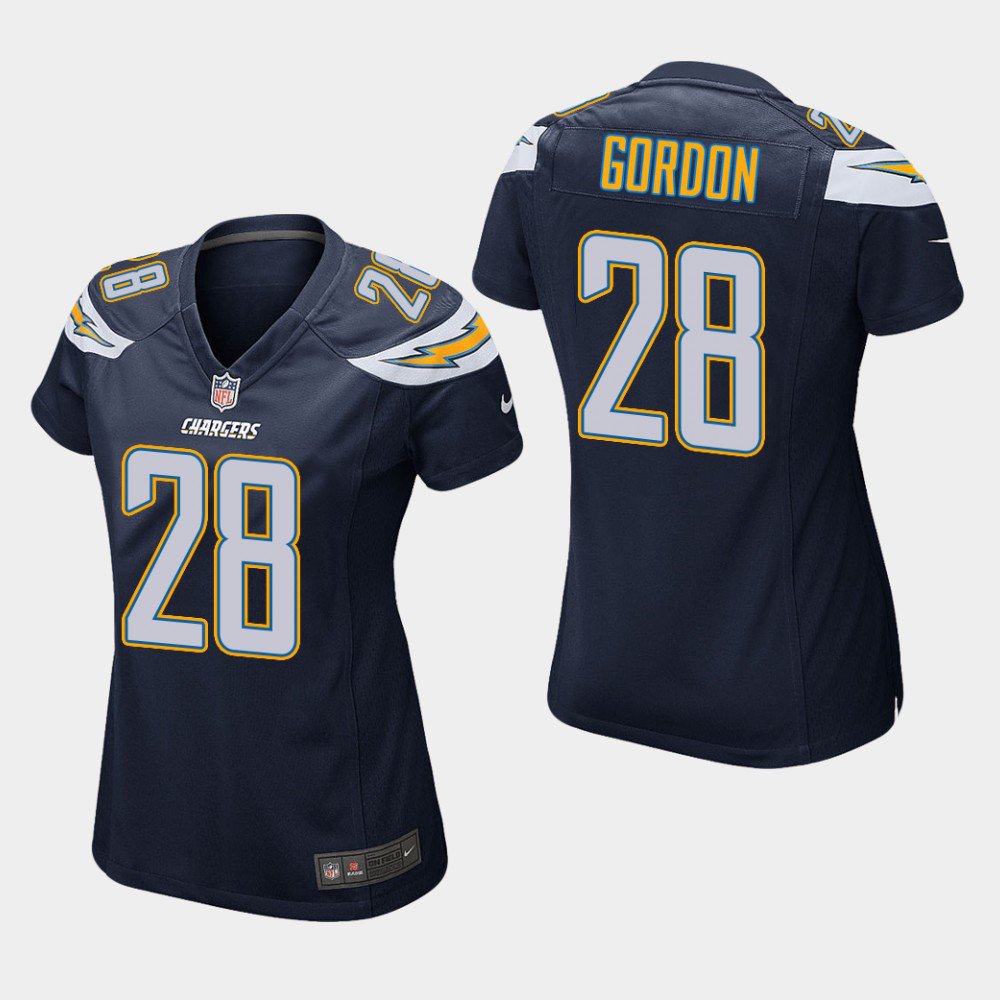 Women's Los Angeles Chargers #28 Melvin Gordon Navy Stitched Jersey