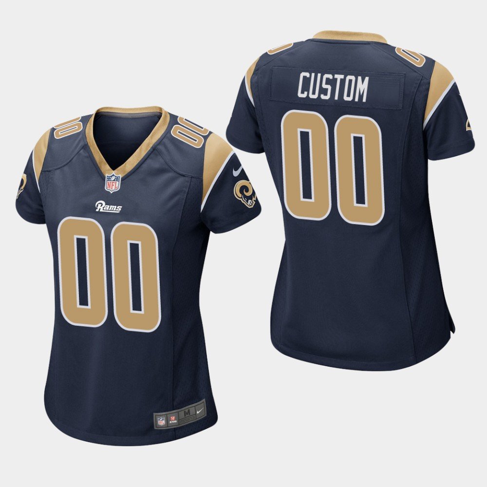 Women's Los Angeles Rams #00 Custom Name and Number Navy Stitched Jersey