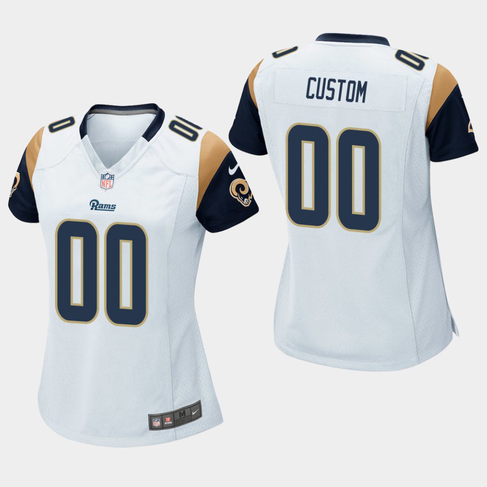 Women's Los Angeles Rams #00 Custom Name and Number White Stitched Jersey
