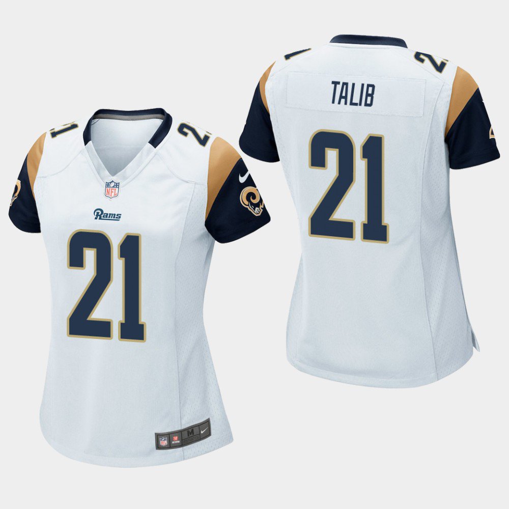 Women's Los Angeles Rams #21 Aqib Talib White Stitched Jersey