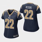 Women's Los Angeles Rams #22 Marcus Peters Navy Stitched Jersey