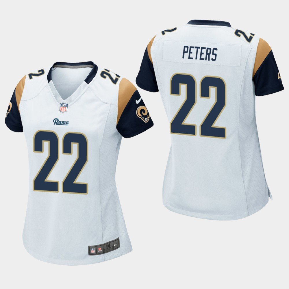 Women's Los Angeles Rams #22 Marcus Peters White Stitched Jersey