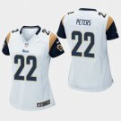 Women's Los Angeles Rams #22 Marcus Peters White Stitched Jersey