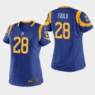 Women's Los Angeles Rams #28 Marshall Faulk Royal Stitched Jersey