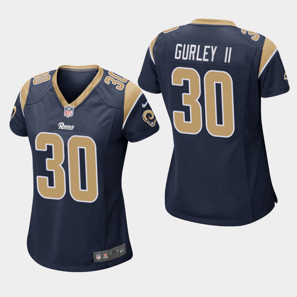 Women's Los Angeles Rams #30 Todd Gurley II Navy Stitched Jersey