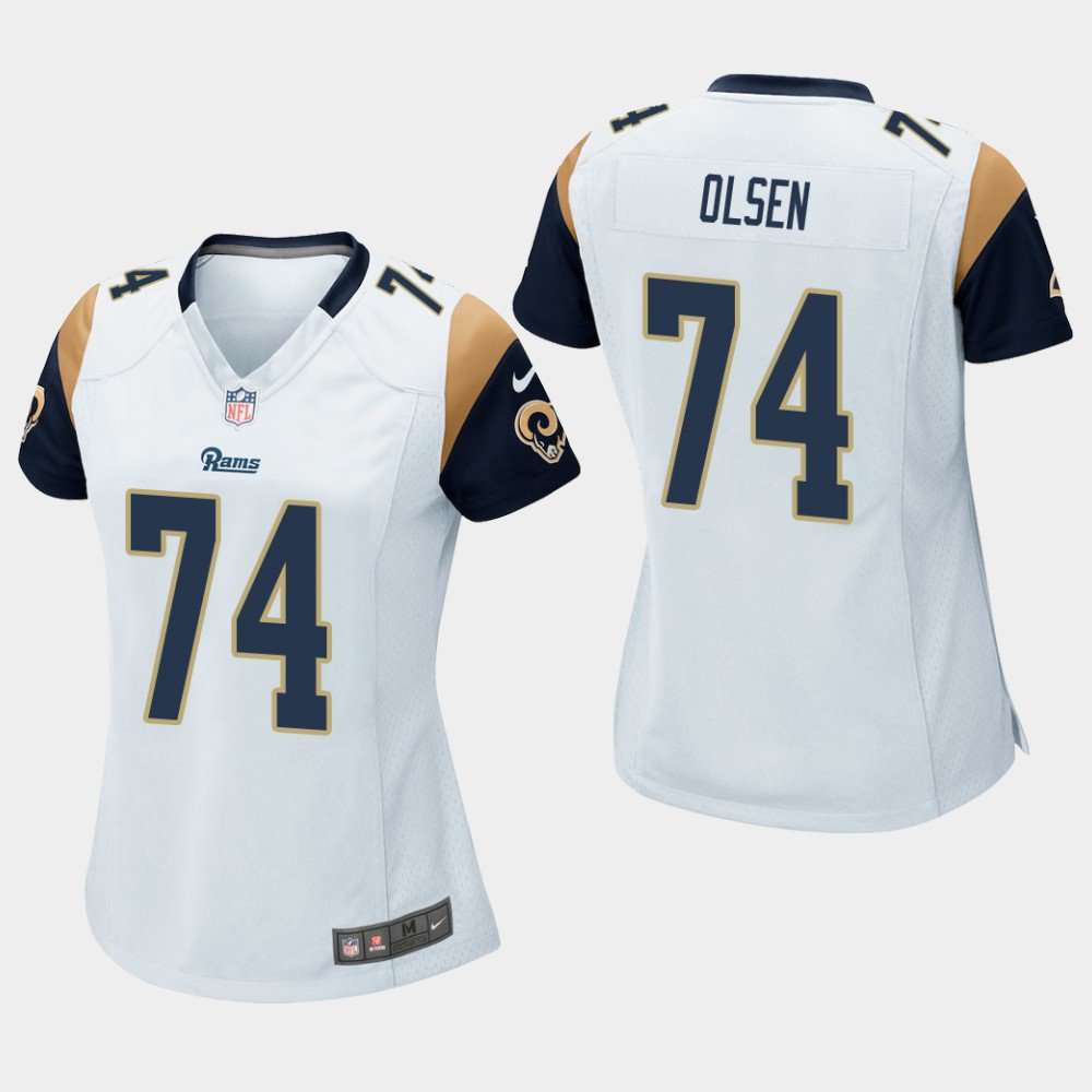 Women's Los Angeles Rams #74 Merlin Olsen White Stitched Jersey
