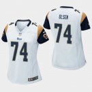Women's Los Angeles Rams #74 Merlin Olsen White Stitched Jersey