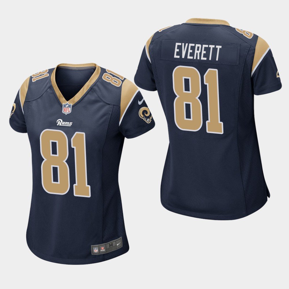 Women's Los Angeles Rams #81 Gerald Everett Navy Stitched Jersey