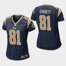 Women's Los Angeles Rams #81 Gerald Everett Navy Stitched Jersey